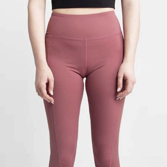 NEW Janice Active High Waist Side Pockets Full Length Leggings Dark Mauve Pink M - Picture 4 of 6